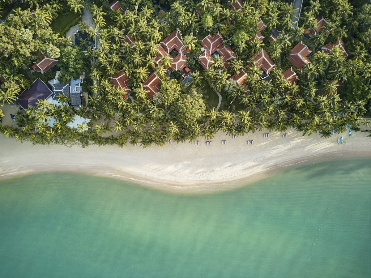 Aerial view of the ocean and the beach